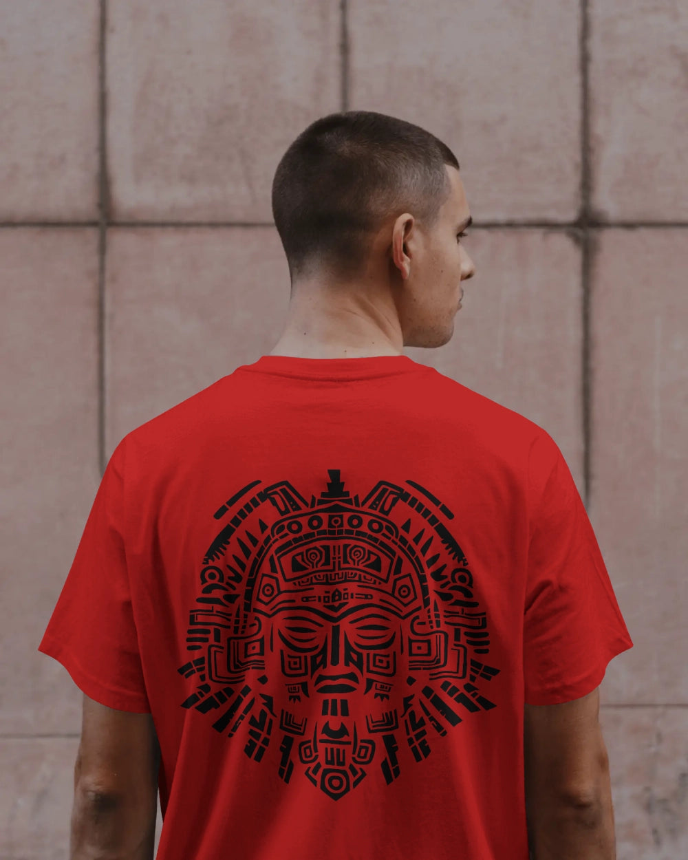 Aztec Sun God Printed Oversized T-Shirt for Men