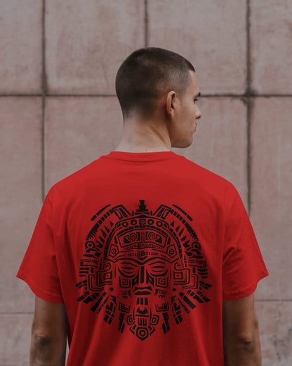 Aztec Sun God Printed Oversized T-Shirt for Men