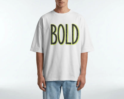 BOLD Minimal Neon Outline Oversized T-Shirt cotton blend - BYCADS