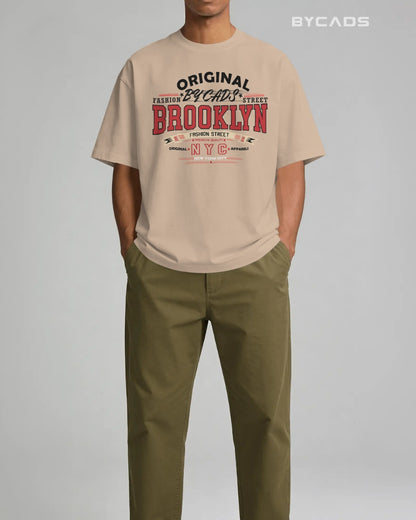 BYCADS Original Brooklyn Oversized Cotton Blend T-Shirt for Men & Women | Relaxed Fit Drop Shoulder Streetwear Tee