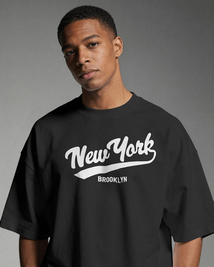 BYCADS New York Oversized Cotton Blend T-Shirt | Drop Shoulder Relaxed Fit Streetwear T-shirt