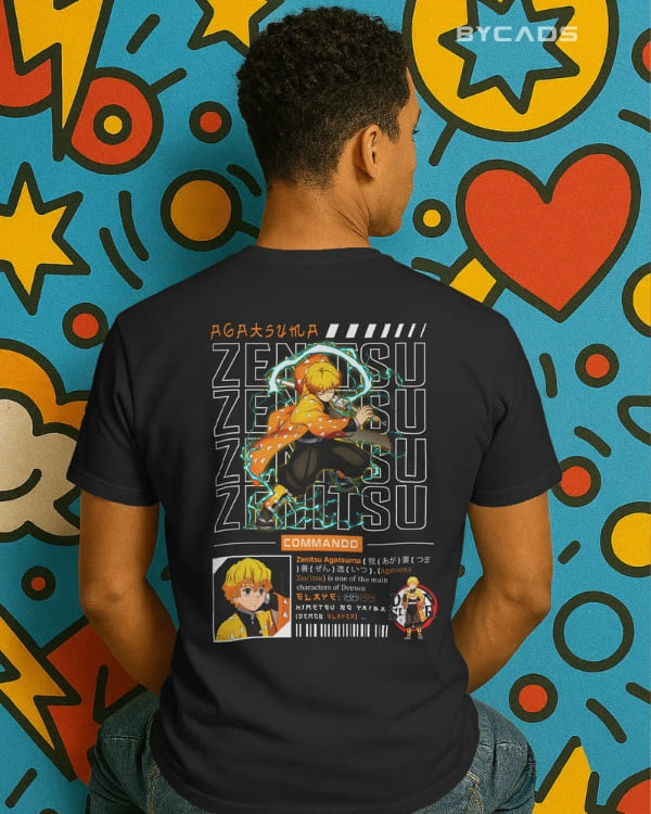 Zenitsu Agatsuma Techwear Graphic Regular-Fit Cotton Blend T-Shirt | Anime Streetwear