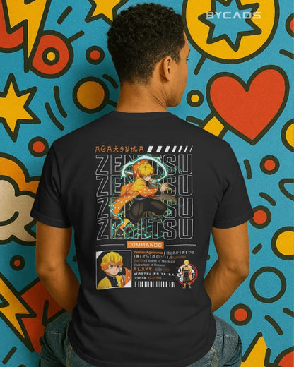 Zenitsu Agatsuma Techwear Graphic Regular-Fit Cotton Blend T-Shirt | Anime Streetwear