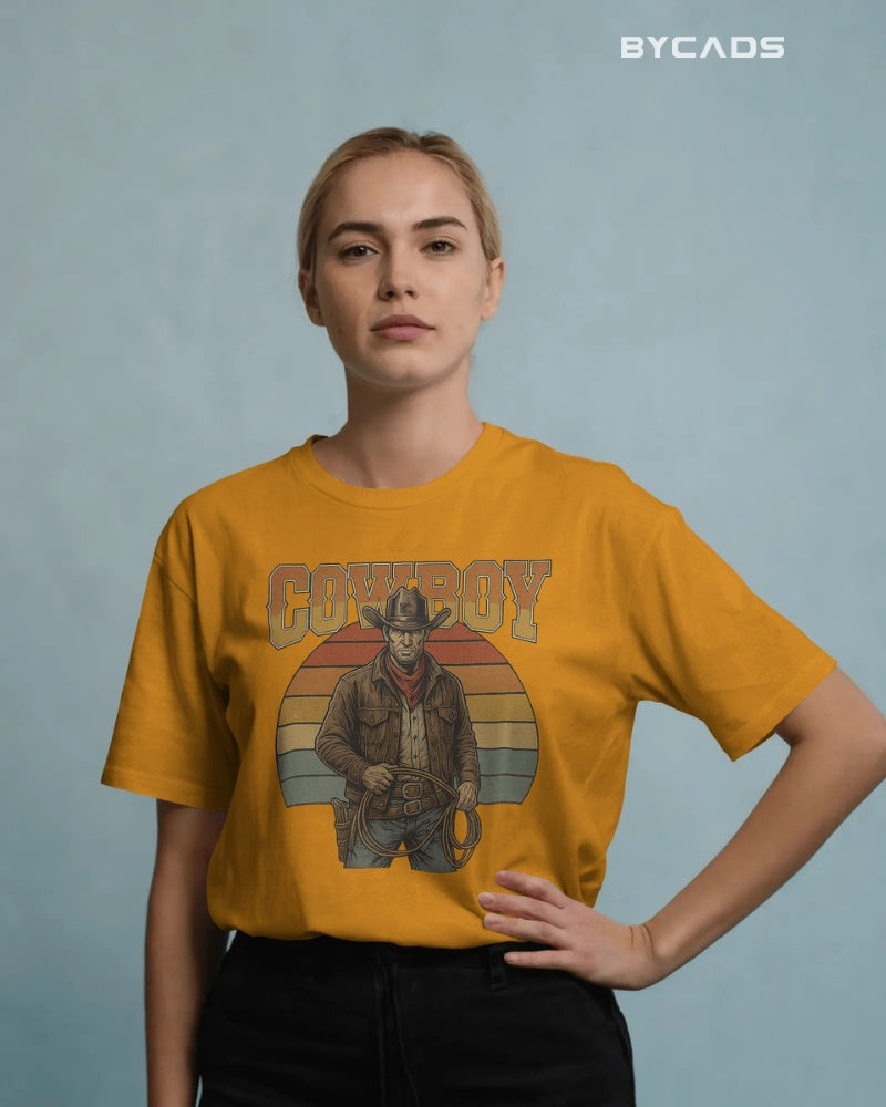 Retro Cowboy Oversized T-Shirt for Men – Vintage Western Style by Bycads