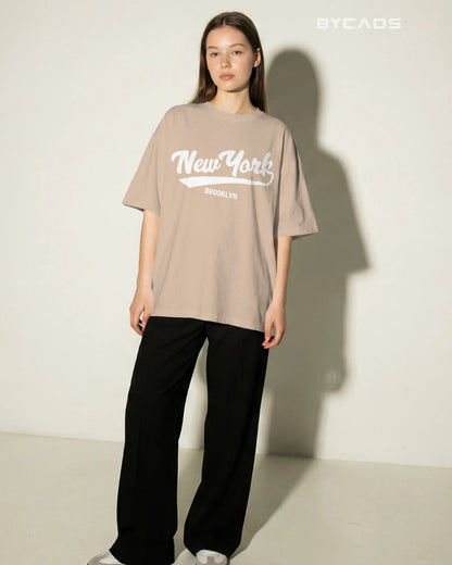 BYCADS New York Oversized Cotton Blend T-Shirt for Unisex | Unisex Drop Shoulder Relaxed Fit Streetwear T-shirt
