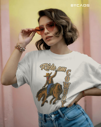 Ride ‘Em Cowboy Oversized T-Shirt for Men – Western Streetwear by Bycads
