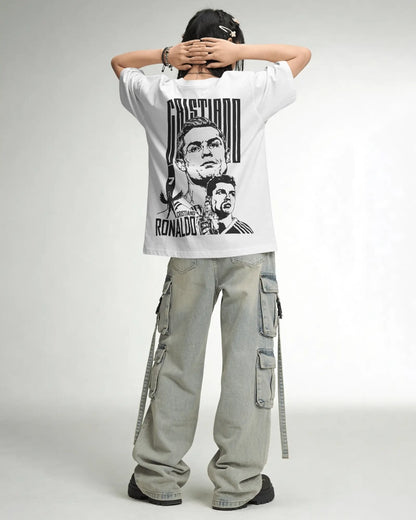 BYCADS Football Legend CR7 Back Print Oversized T-Shirt | Cotton Blend Streetwear
