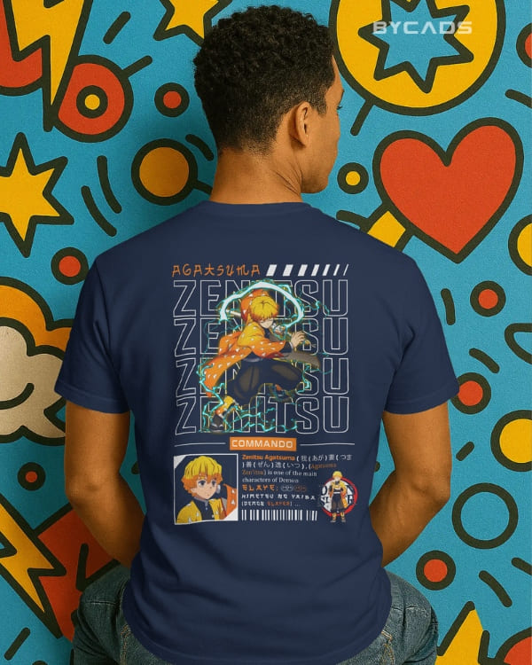 Zenitsu Agatsuma Techwear Graphic Regular-Fit Cotton Blend T-Shirt | Anime Streetwear