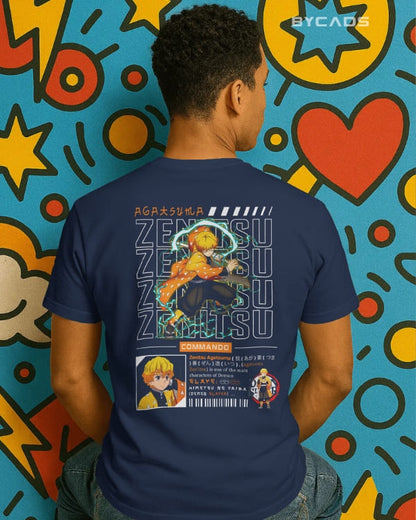Zenitsu Agatsuma Techwear Graphic Regular-Fit Cotton Blend T-Shirt | Anime Streetwear