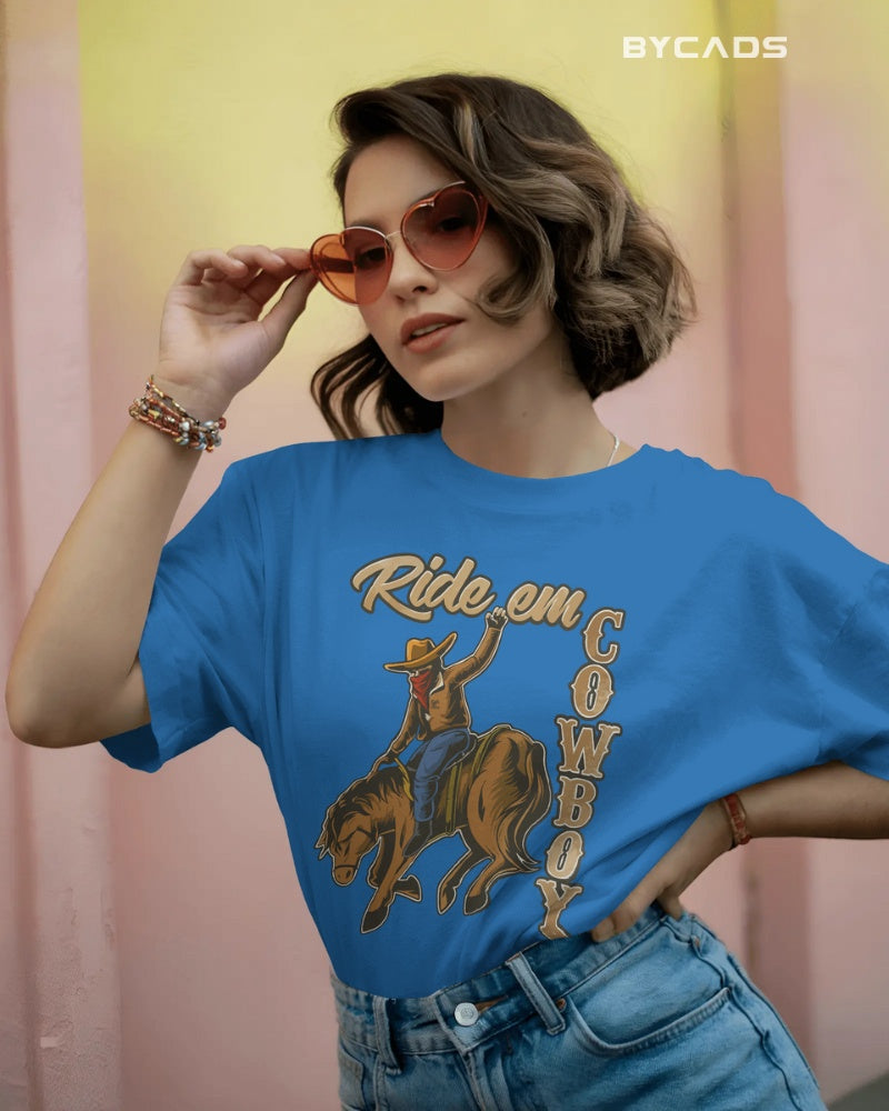 Ride ‘Em Cowboy Oversized T-Shirt for Men – Western Streetwear by Bycads