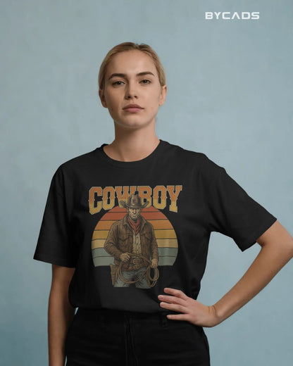 Retro Cowboy Oversized T-Shirt for Men – Vintage Western Style by Bycads