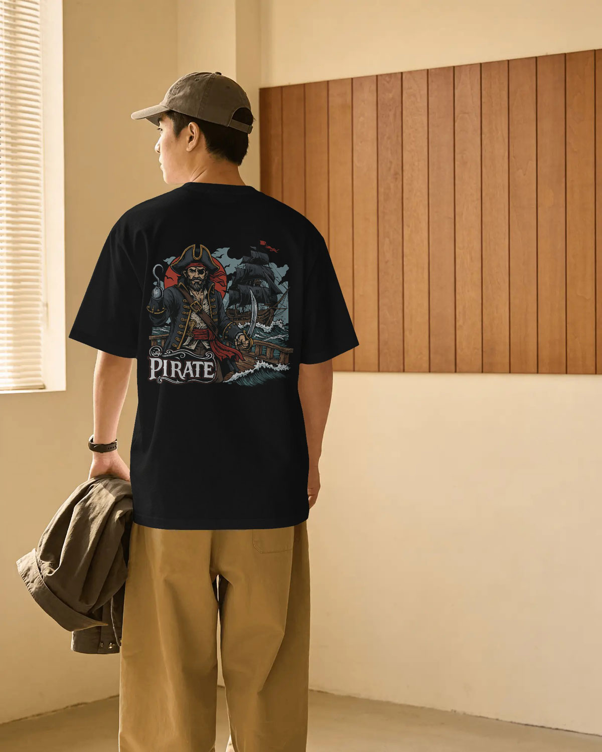 Rogue of the Seas Pirate Printed Oversized T-Shirt for Men