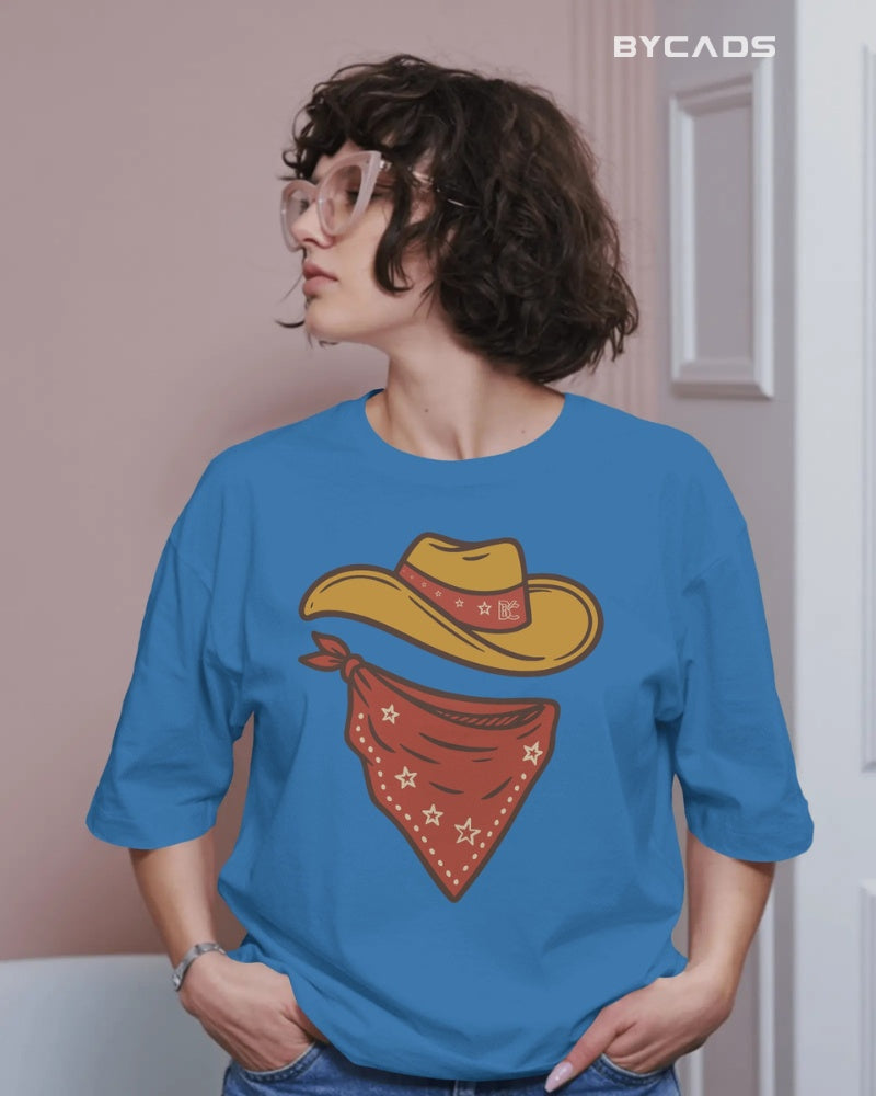 Minimal Cowboy Oversized T-Shirt for Men – Western Hat and Bandana by Bycads