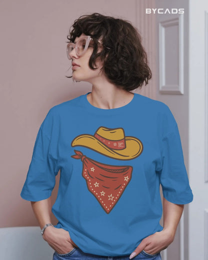 Minimal Cowboy Oversized T-Shirt for Men – Western Hat and Bandana by Bycads