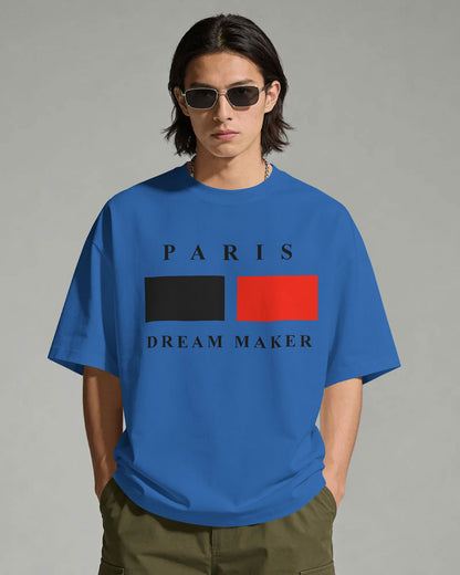 BYCADS Minimal Paris Printed Street Style Oversized Cotton Blend T-shirt