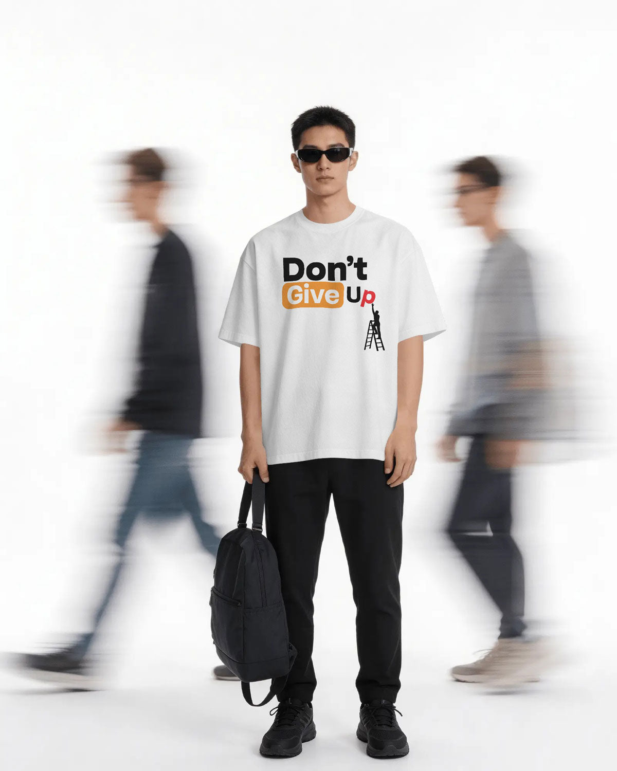Bycads Don’t Give Up Motivational Oversized Cotton Blend T-Shirt
