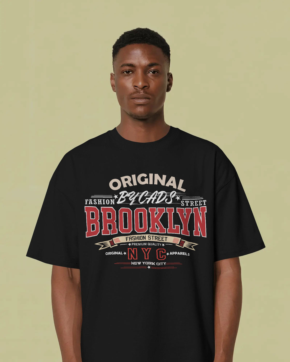 BYCADS Original Brooklyn Oversized Cotton Blend T-Shirt | Relaxed Fit Drop Shoulder Streetwear Tee