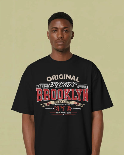 BYCADS Original Brooklyn Oversized Cotton Blend T-Shirt | Relaxed Fit Drop Shoulder Streetwear Tee