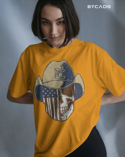 Cowboy Skull Oversized T-Shirt for Men – Grunge Western Graphic by Bycads