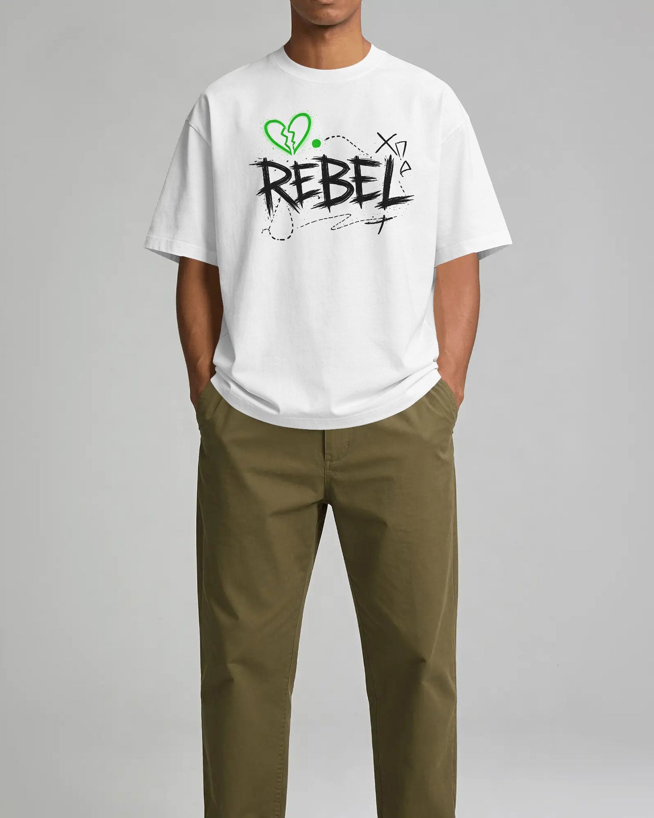 REBEL Graphic Oversized T-Shirt cotton blend - BYCADS