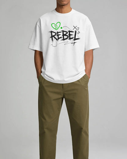 REBEL Graphic Oversized T-Shirt cotton blend - BYCADS