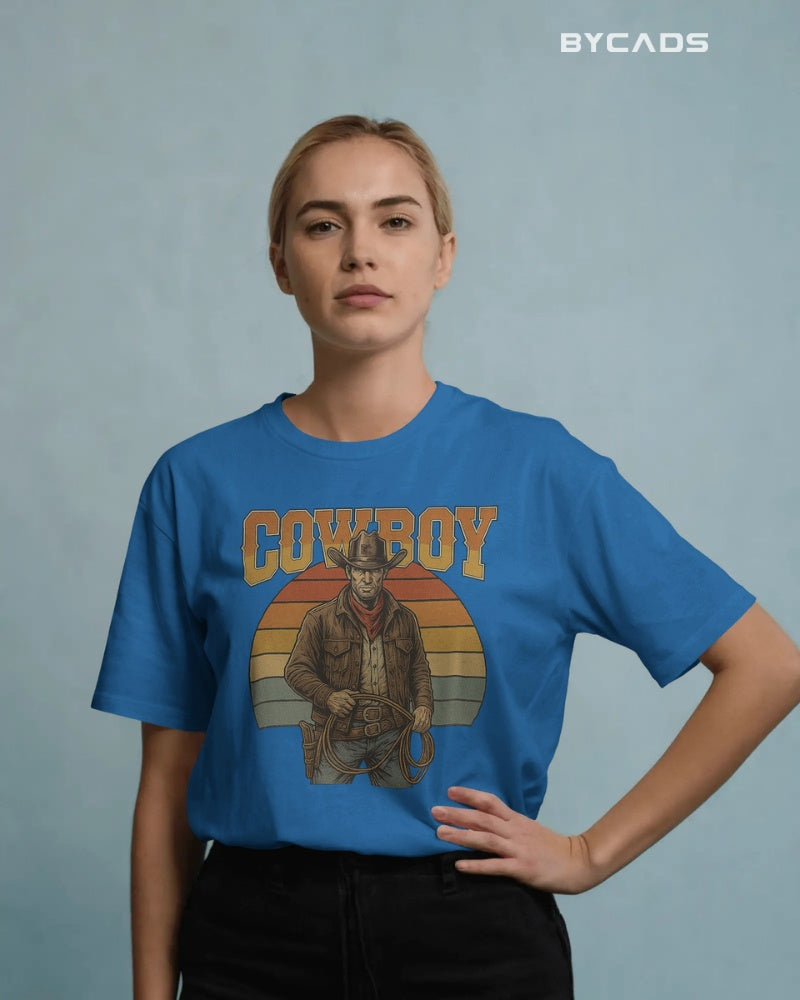 Retro Cowboy Oversized T-Shirt for Men – Vintage Western Style by Bycads