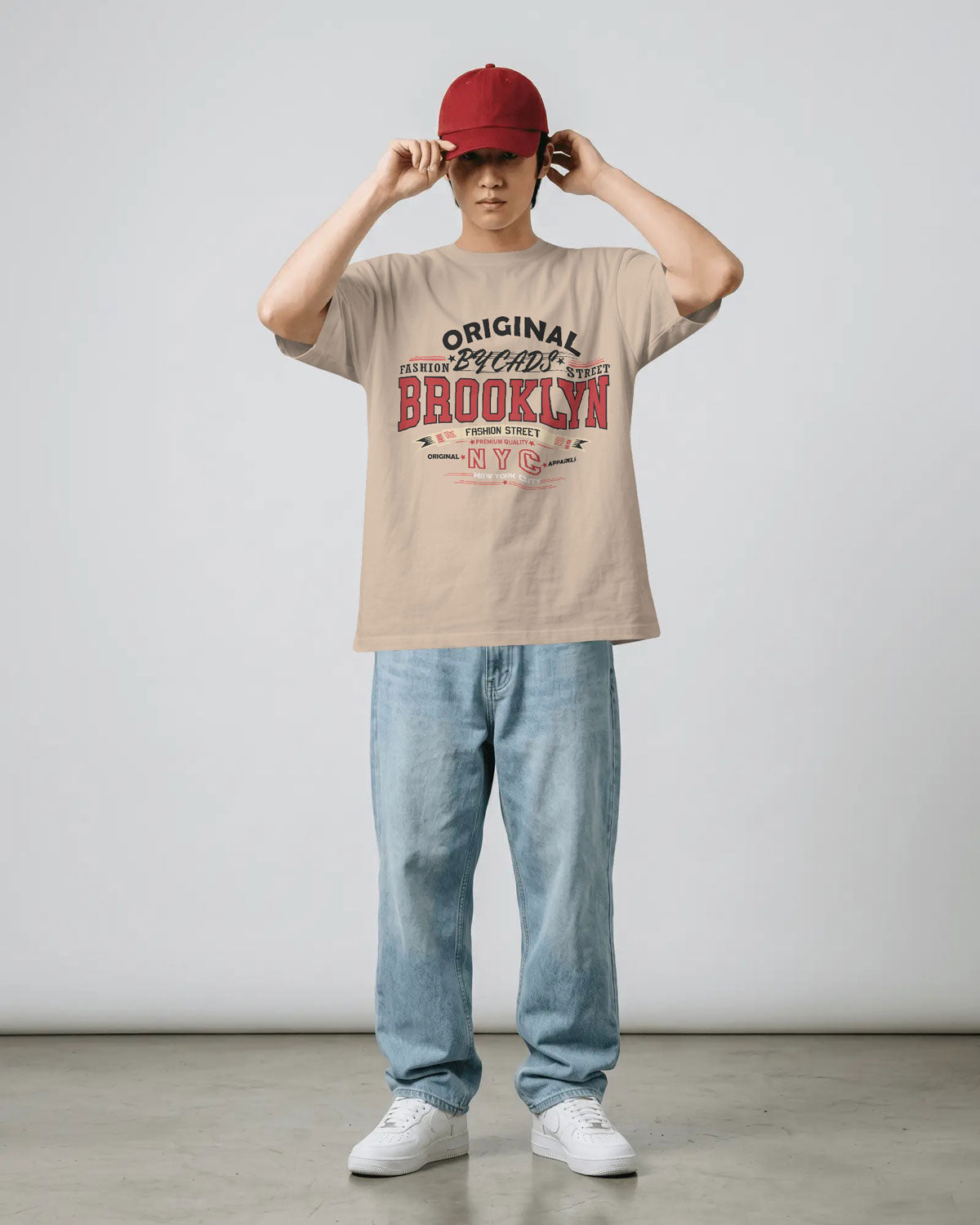 BYCADS Original Brooklyn Oversized Cotton Blend T-Shirt | Relaxed Fit Drop Shoulder Streetwear Tee