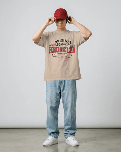 BYCADS Original Brooklyn Oversized Cotton Blend T-Shirt | Relaxed Fit Drop Shoulder Streetwear Tee
