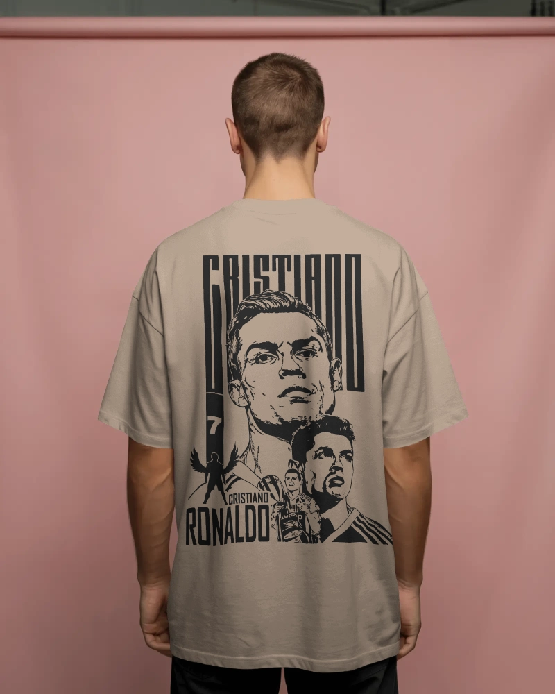 BYCADS Football Legend CR7 Back Print Oversized T-Shirt | Cotton Blend Streetwear