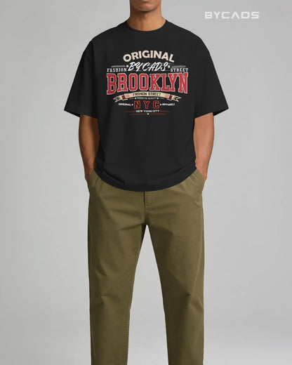 BYCADS Original Brooklyn Oversized Cotton Blend T-Shirt for Men & Women | Relaxed Fit Drop Shoulder Streetwear Tee