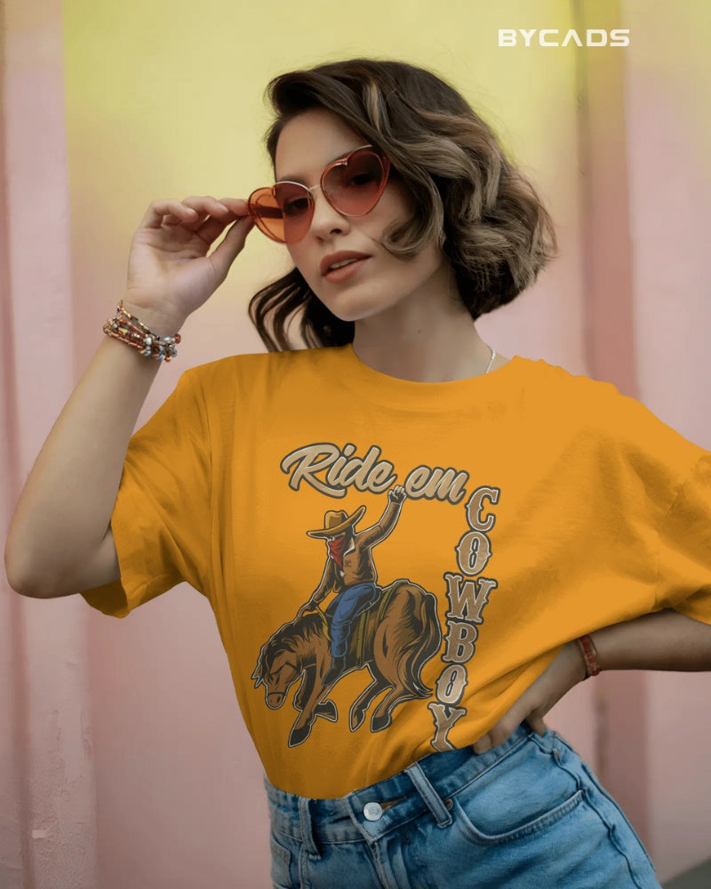 Ride ‘Em Cowboy Oversized T-Shirt for Men – Western Streetwear by Bycads