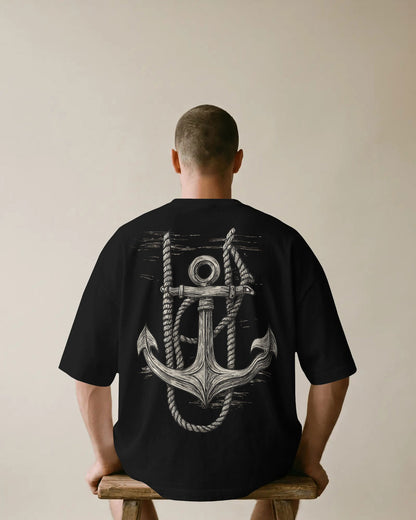 “Anchored Soul” Nautical Graphic Oversized t-shirt by Bycads