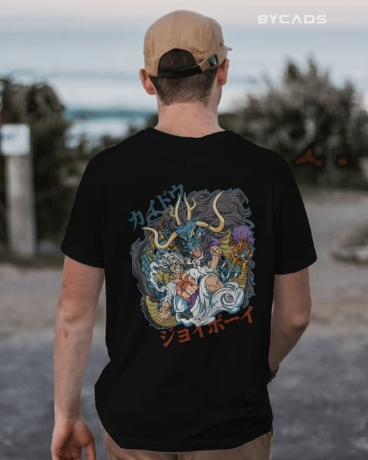 Luffy Gear 5 Joy Boy Graphic Regular-Fit Cotton Blend T-Shirt | Anime Streetwear