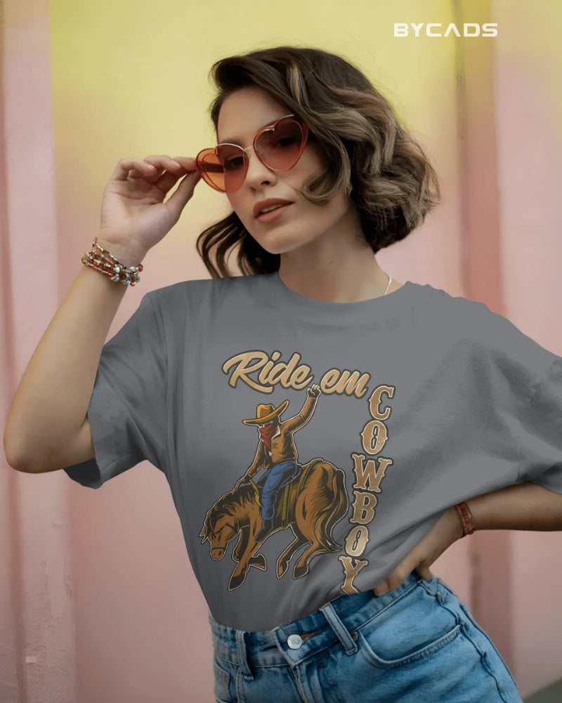 Ride ‘Em Cowboy Oversized T-Shirt for Men – Western Streetwear by Bycads