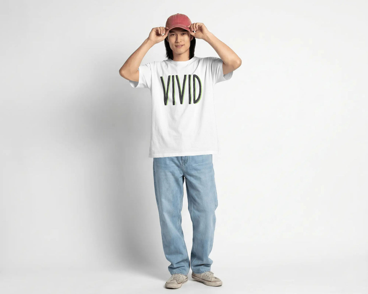 VIVID Minimal Neon Outline Oversized T-Shirt Cotton bland - BYCADS