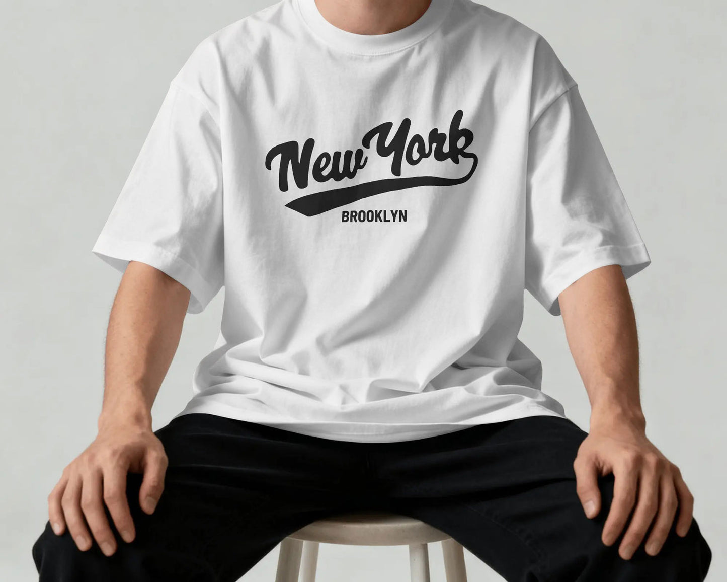 BYCADS New York Oversized Cotton Blend T-Shirt | Drop Shoulder Relaxed Fit Streetwear T-shirt