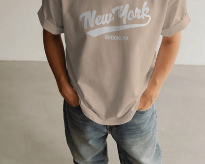 BYCADS New York Oversized Cotton Blend T-Shirt | Drop Shoulder Relaxed Fit Streetwear T-shirt