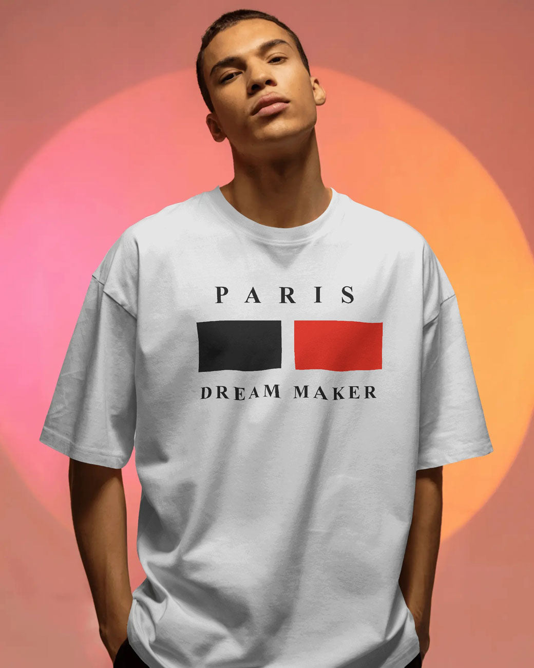 BYCADS Minimal Paris Printed Street Style Oversized Cotton Blend T-shirt