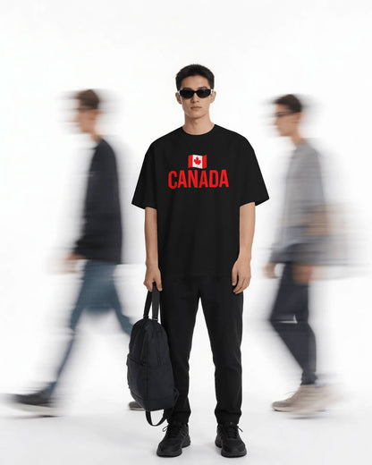 BYCADS Canada Flag Oversized T-Shirt – Travel Graphic Printed Cotton Blend tshirt