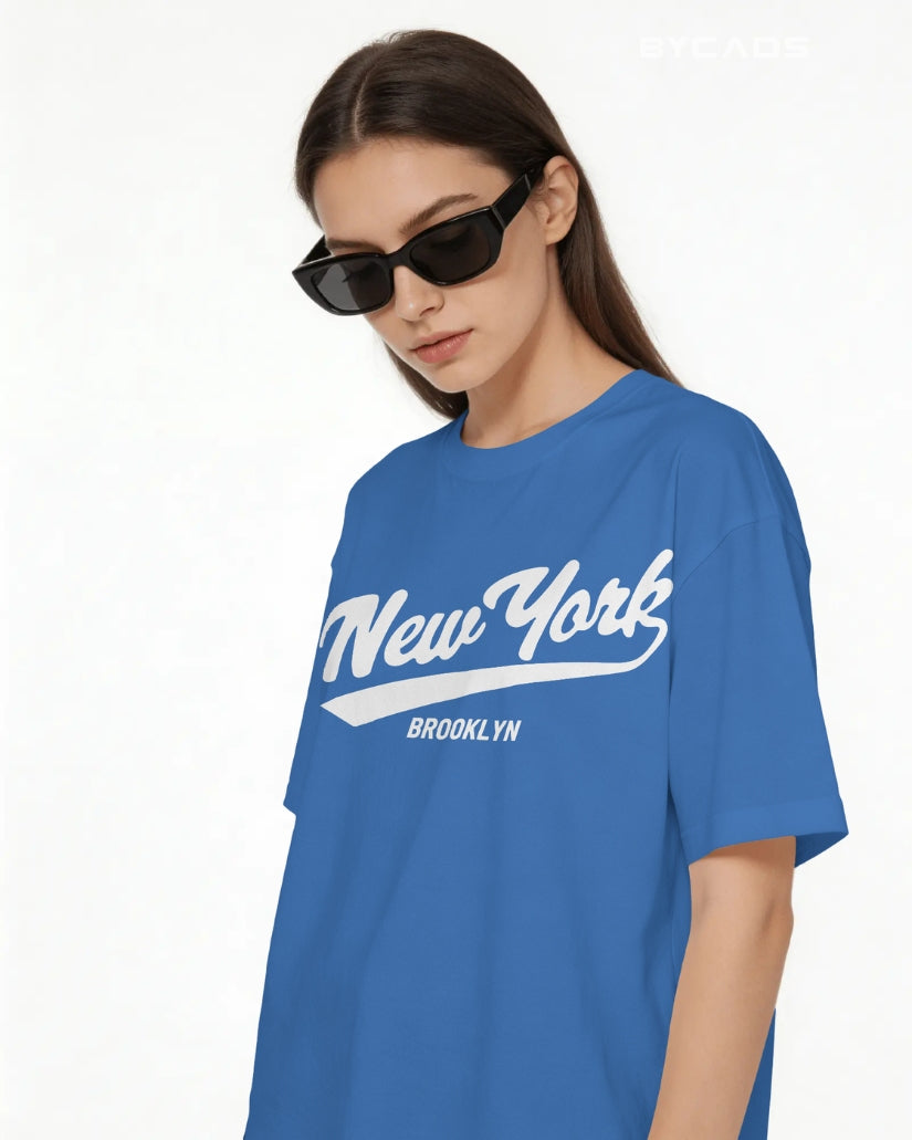 BYCADS New York Oversized Cotton Blend T-Shirt for Unisex | Unisex Drop Shoulder Relaxed Fit Streetwear T-shirt