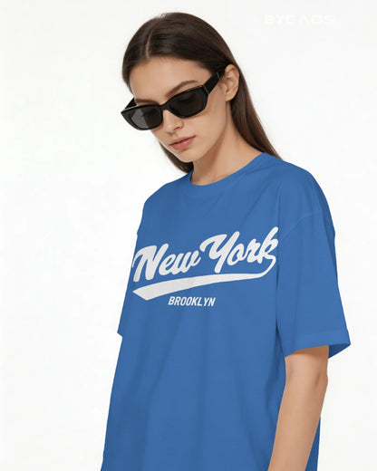 BYCADS New York Oversized Cotton Blend T-Shirt for Unisex | Unisex Drop Shoulder Relaxed Fit Streetwear T-shirt