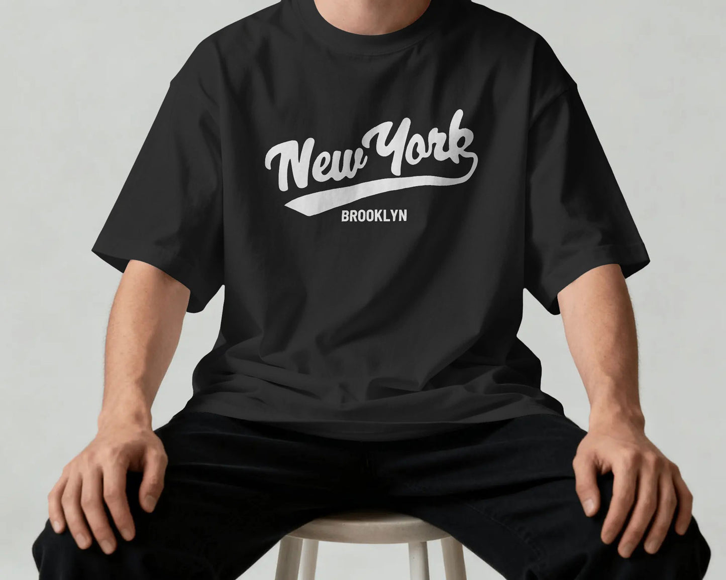 BYCADS New York Oversized Cotton Blend T-Shirt | Drop Shoulder Relaxed Fit Streetwear T-shirt
