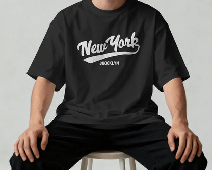 BYCADS New York Oversized Cotton Blend T-Shirt | Drop Shoulder Relaxed Fit Streetwear T-shirt