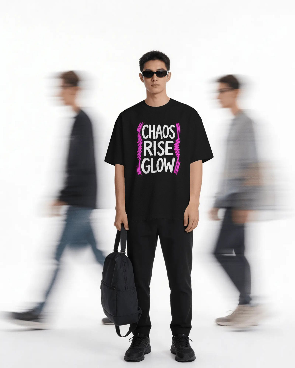 Chaos Rise Glow Graphic Oversized T-Shirt cotton blend - BYCADS