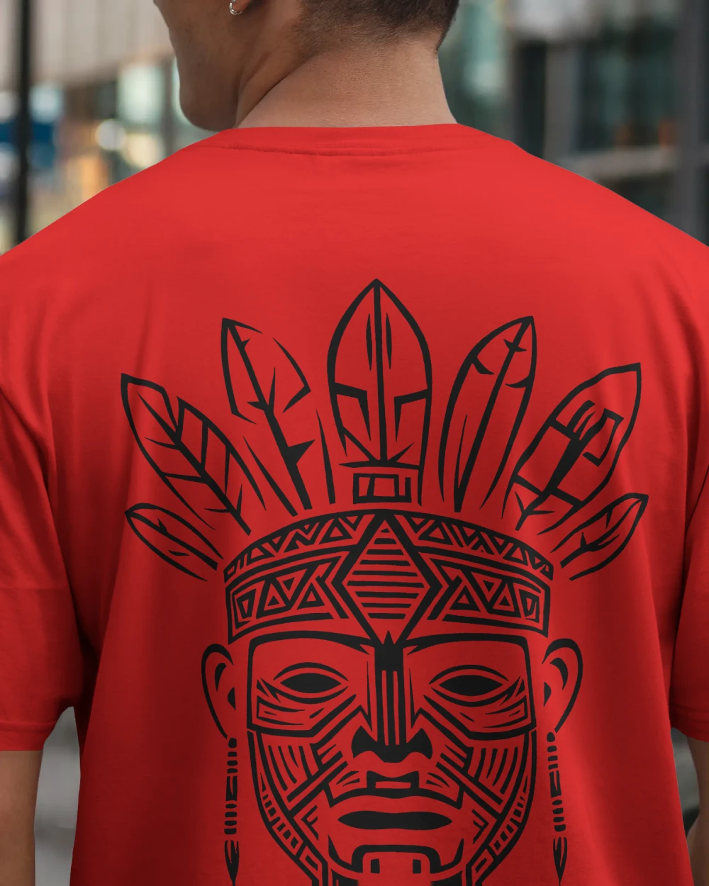 Tribal Warrior Spirit Oversized T-Shirt – Bold Ethnic Power by Bycads