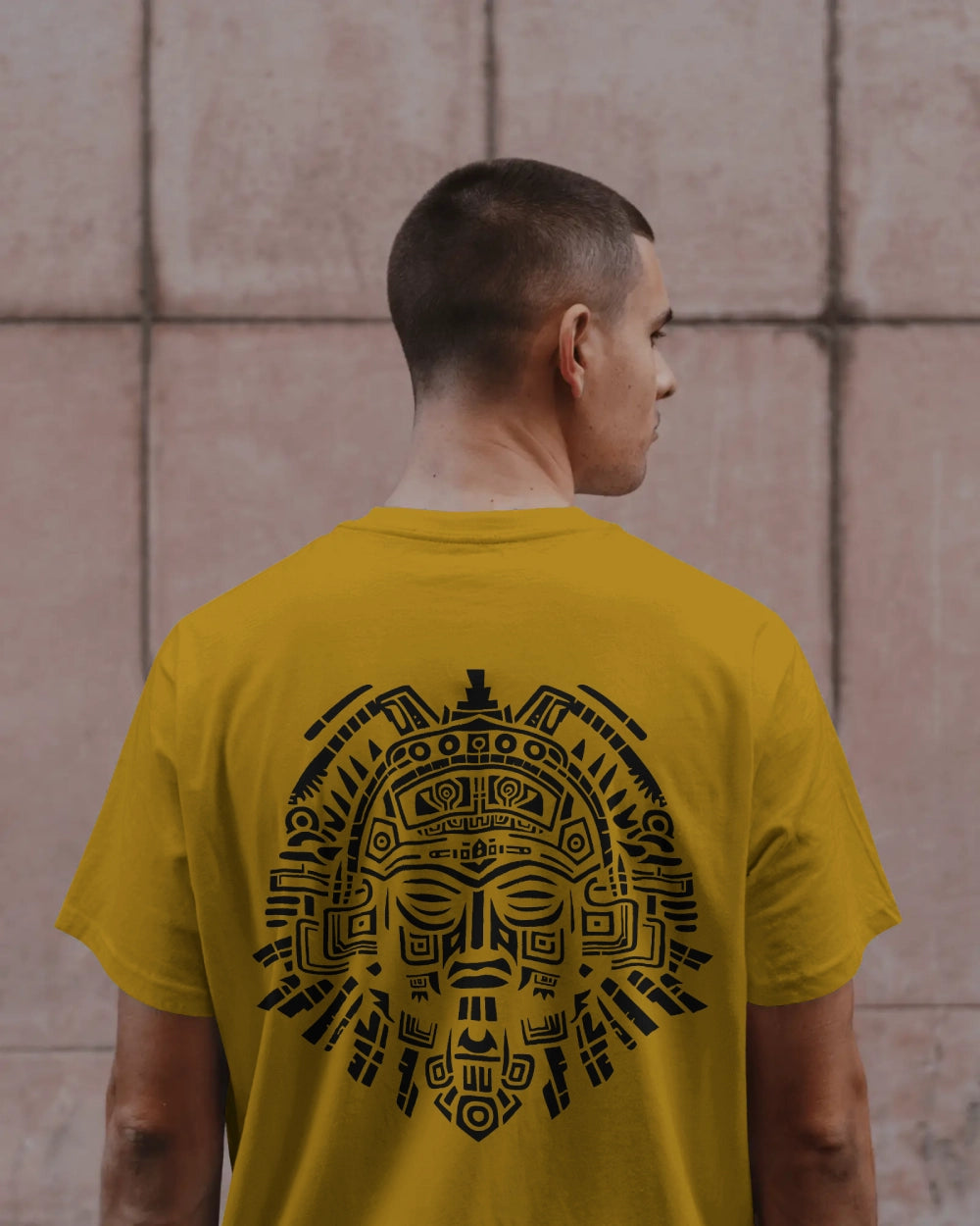 Aztec Sun God Printed Oversized T-Shirt for Men