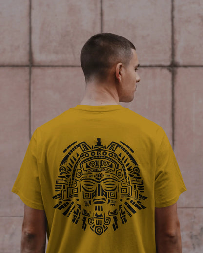 Aztec Sun God Printed Oversized T-Shirt for Men