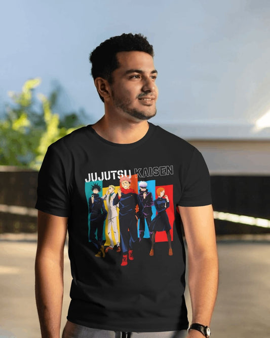 BYCADS "Jujutsu Sorcerers" Jujutsu Kaisen Anime Graphic Regular-Fit Cotton Blend T-Shirt