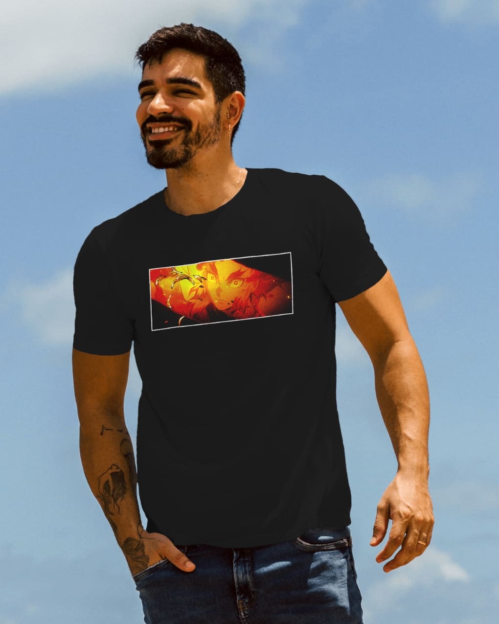 BYCADS "Will of Fire" Rengoku Flame Hashira Anime Graphic Regular-Fit Cotton Blend T-Shirt