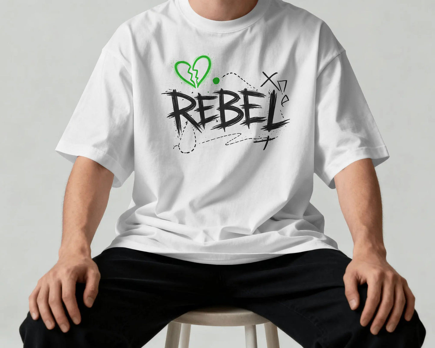 REBEL Graphic Oversized T-Shirt cotton blend - BYCADS